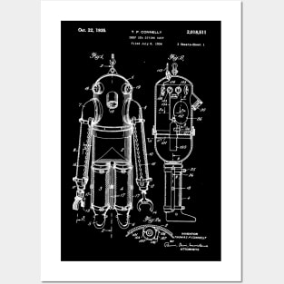 Diving Suit Patent / deep sea diving suit blueprint Posters and Art